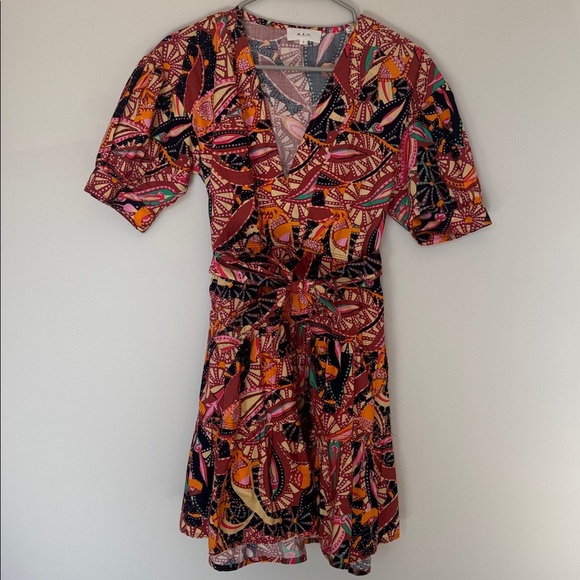 ALC Carey Printed Puff Sleeve Dress in Multi - 4 - Picture 2 of 6